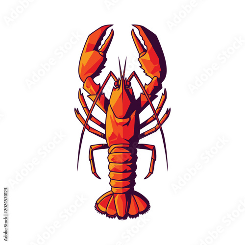 A vibrant orange lobster illustration depicts the crustacean standing upright on a white background.