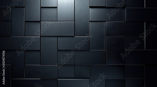 Dark Blue Square Tiles Arranged in Diagonal Pattern on Wall Industrial Design Minimalist Theme Dark Tone Modern Architecture Interior Design Element
