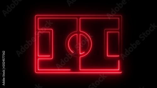  abstract  football field outline video  animation.Red Neon Soccer Field Outline Animation on Black Background,