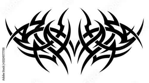 Tribal Tattoo Design Vector Art - Abstract Black Ornament for Body Art