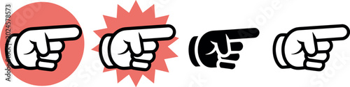 Foto Pointing hand finger icon set showing right direction for website navigation int