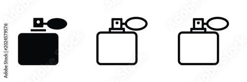 Foto Elegant perfume bottle icon set fragrance sprayer atomizer symbols black and whi