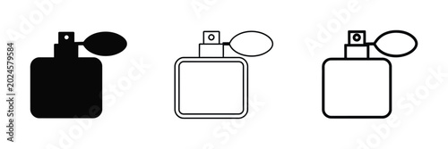 Foto Perfume bottle icons fragrance sprayer atomizer symbols black and white vector i