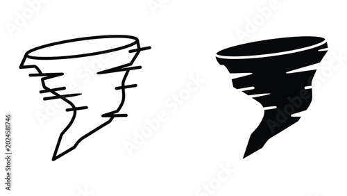 Slika na platnu Tornado or waterspout illustration in black and white
