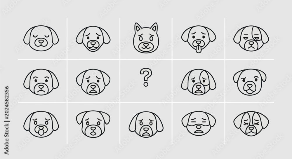 Fototapeta premium Dog face icons with question mark