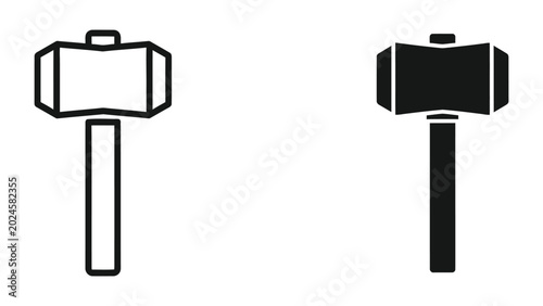 Bild auf Leinwand Black and white hammer icon with handle