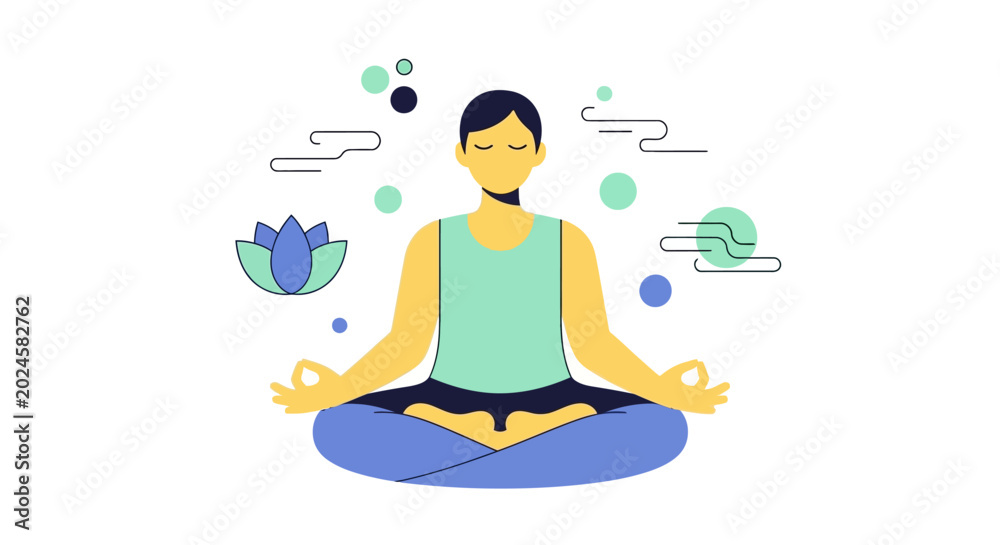 Obraz premium A person meditates peacefully in a serene environment with a lotus symbol volk.
