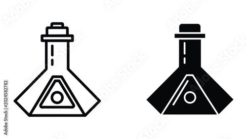 Photography Isometric flask and beaker with liquid levels comparison icon