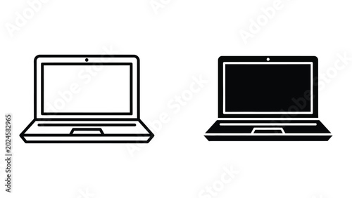 Tableau sur toile Black and white laptop icons side by side comparison