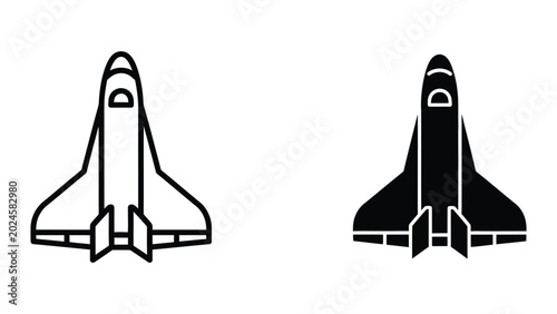 Photos Space shuttle vector icon in black and white