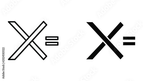 Bild auf Leinwand Equal sign with crossed out lines vector icon