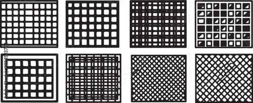 Canvas Print Abstract seamless pattern with black geometric shapes on white Vector