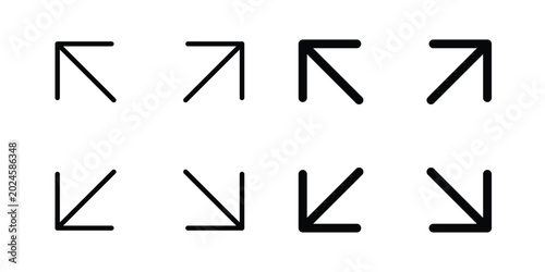 Photos Expand icon graphic set. Vector icons