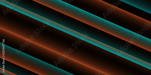 Futuristic Abstract Neon Glow Background with Geometric Orange Cyan Blue Light Stripes
