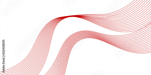 Red stripes on a white background. Creative line art. Red waves with lines. Curved wavy line, smooth stripe. eps10