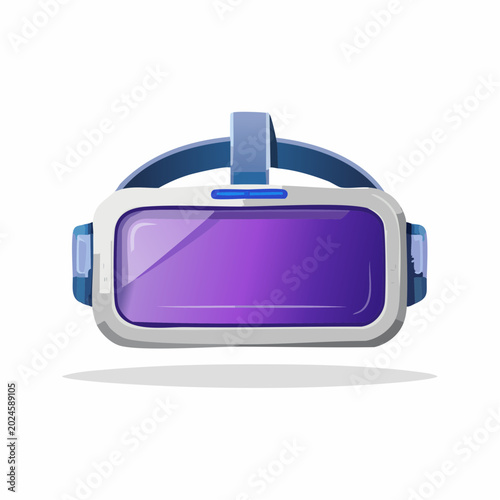 Futuristic purple virtual reality VR headset with clean geometric design and neon accents