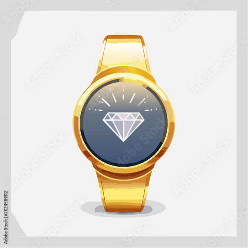 Gold Smart Ring Tracker Icon With Diamond Display and Sparkles