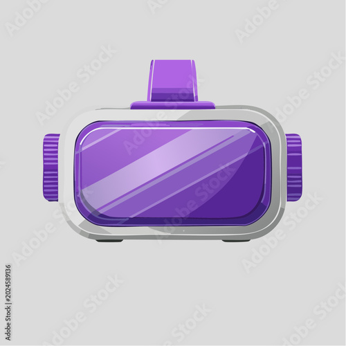 Futuristic purple virtual reality headset with neon accents and clean geometric lines