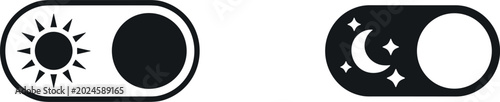 Photos Day and night mode toggle switch icons with sun and moon symbols for user interf