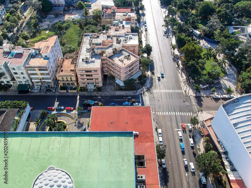 Bild auf Leinwand High angle view of Calle M and Calle 23 intersection in Vedado Havana Cuba