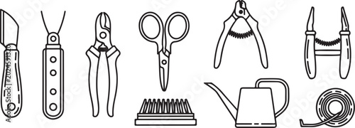 Photos Collection of simple black and white vector icons and illustrations Vector