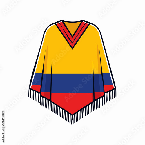 Colombian Flag Poncho Illustration