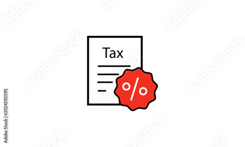 Tax Percentage Document Icon for Financial Report and Accounting
