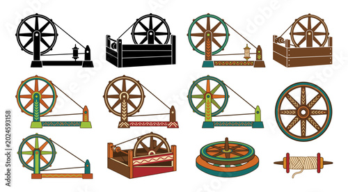 Fotografía Spinning wheel collection various styles on transparent background