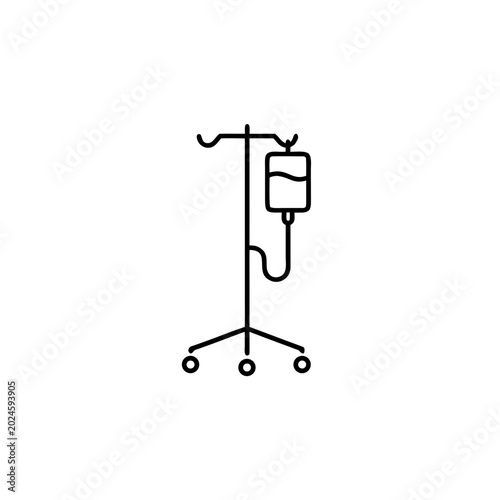 IV Drip Stand Line Art Icon Vector