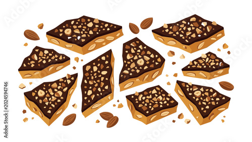 Sliced chocolate nutty dessert pieces.