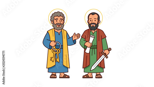 Two biblical men with halos.