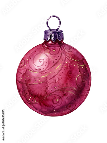Pink Christmas ornament with transparent background
