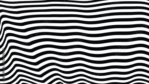 Monochrome Black And White Wavy Striped Abstract Texture