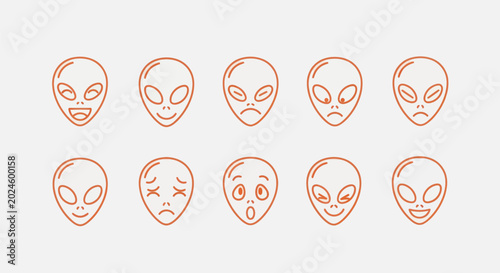 Photos Alien heads with various facial expressions