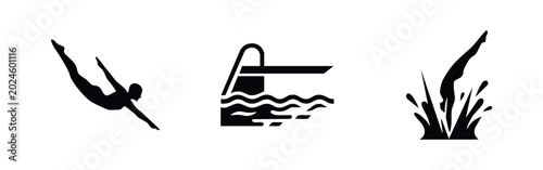Bild auf Leinwand Diving and Swimming Pool Activity Icons