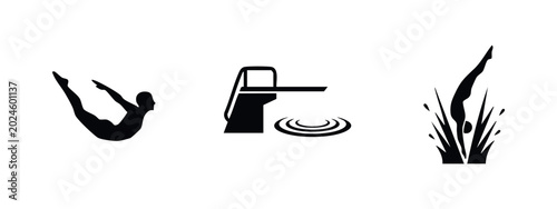 Tableau sur toile Platform Diving and Water Sport Icons