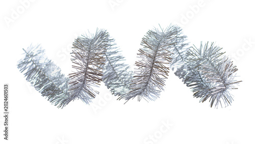 Фотография Isolated glittering silver tinsel garland, classic festive Christmas and New Year's decoration