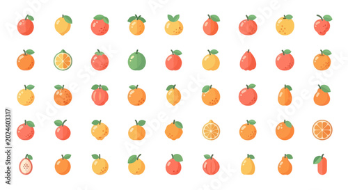 Cuadro en lienzo Colorful fruit arrangement on white background