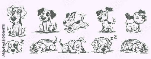 Photography Scribble chalk or charcoal style dogs drawing
