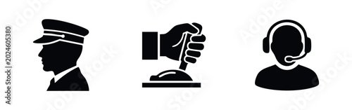 Quadro su tela Service staff icons including captain controller and customer support headset op