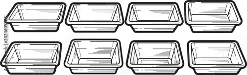 Cuadro en lienzo Set of flat design isometric paper sheets with lines and margins Vector