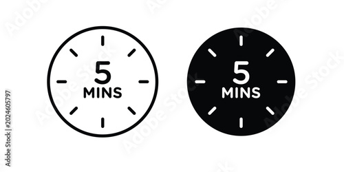 5 minutes icon graphic element for project and web designs
