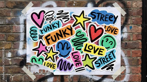 Bold brush drawn doodle shapes for graffiti street art poster design. Naive brush graphic vector elements. Funky thick doodles