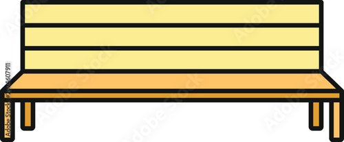 Картината върху платно Simple flat vector style rendition of a wooden park bench