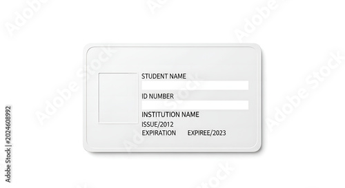 Student identification card with blank fields for personalization, symbolizing academic credentials and institutional belonging