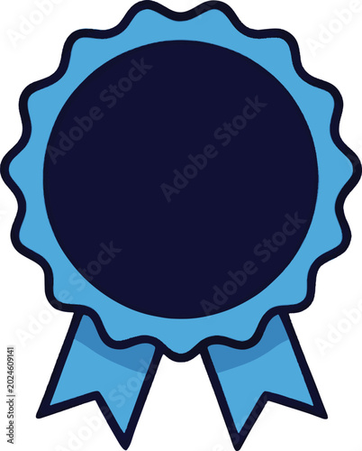 Blank Blue Award Ribbon Rosette Badge Vector