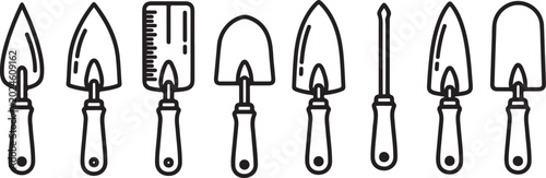 Foto Set of eight different style vector icons for spray bottles and sprayers Vector