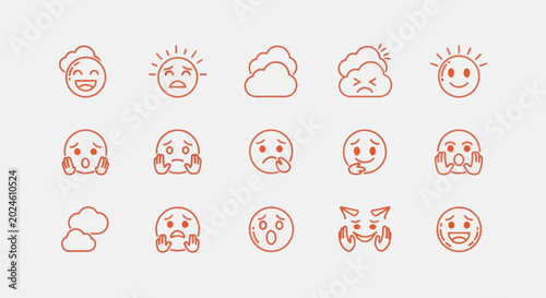 Schilderij op canvas Emoji icon set displaying various emotions