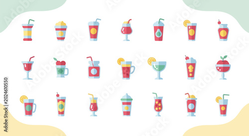 Bild auf Leinwand Colorful cocktail assortment illustration