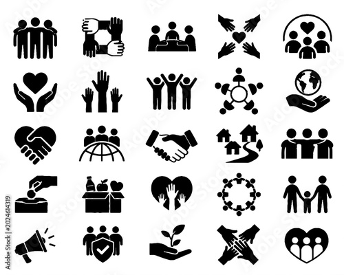 Community and Teamwork Icons Set
